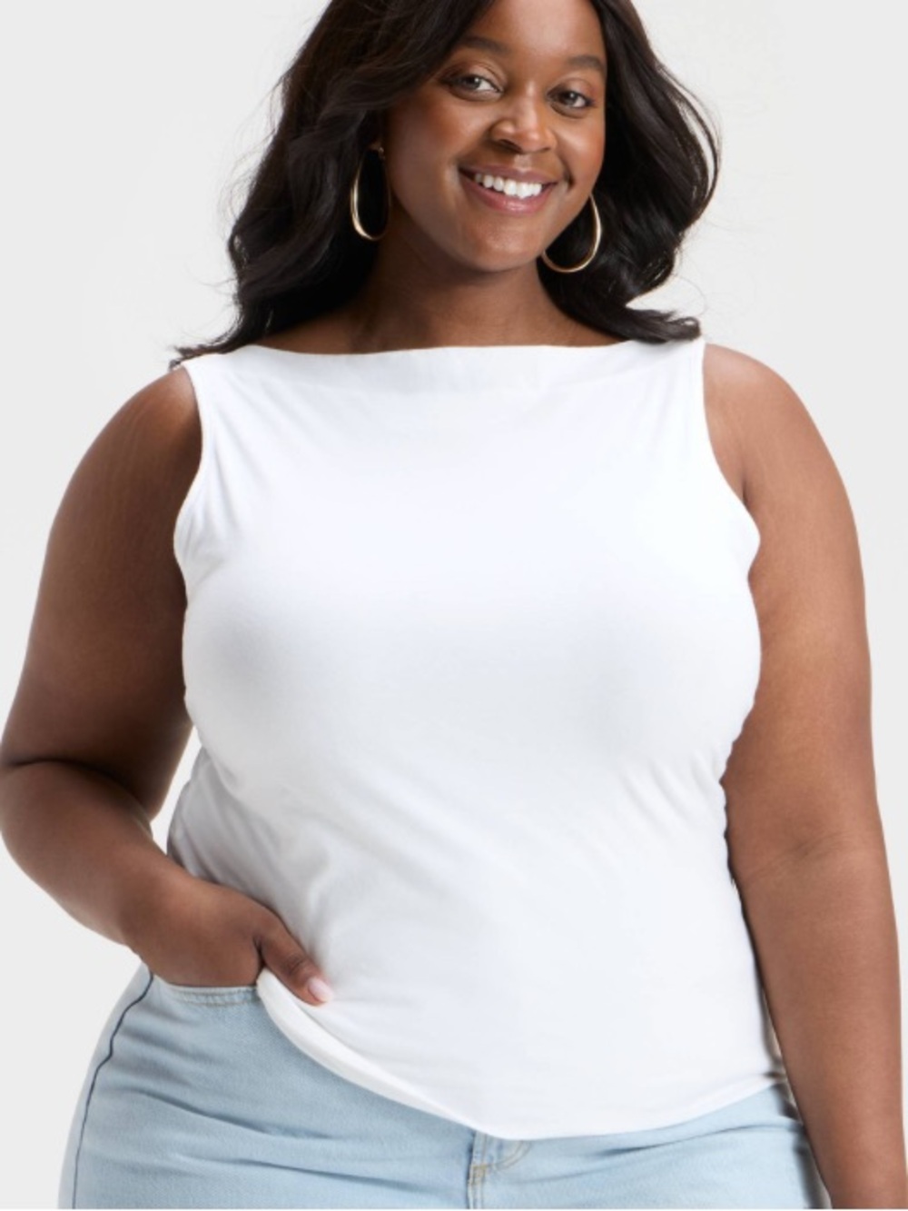 Women's Universal Thread Sleeveless White Tank Top